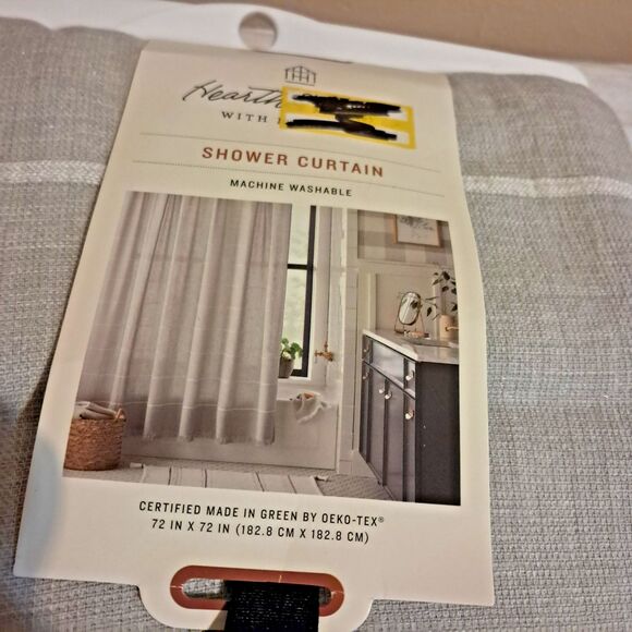 Hearth & Hand Magnolia Fabric Shower Curtain Gray Farmhouse Cotton 72x72 NWT - Picture 2 of 7